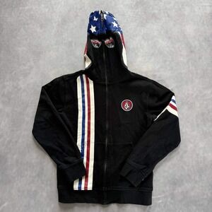 Volcom Stone Mens Full Zip Hoodie American Flag‎ Mask Hood Black Small